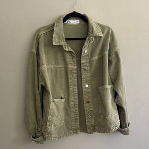 Zara Washed-Olive Utility Jacket